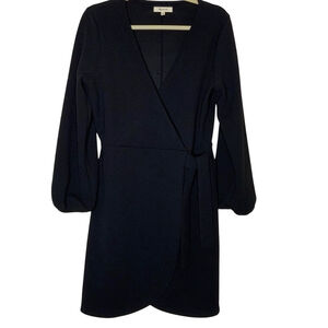 Madewell LBD. Faux wrap with deep V neckline. Balloon sleeves NWOT Size M